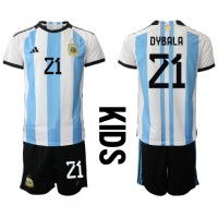 Argentina Paulo Dybala #21 Replica Home Minikit World Cup 2022 Short Sleeve (+ pants)